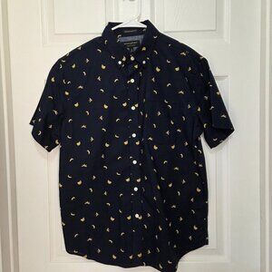 Banana Republic Men Navy Blue Organic Cotton Standard Fit Button down shirt sz M